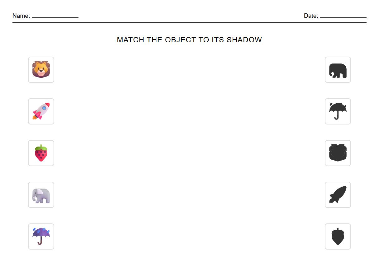 Visual Discrimination Matching Worksheet for Object Silhouette Matching