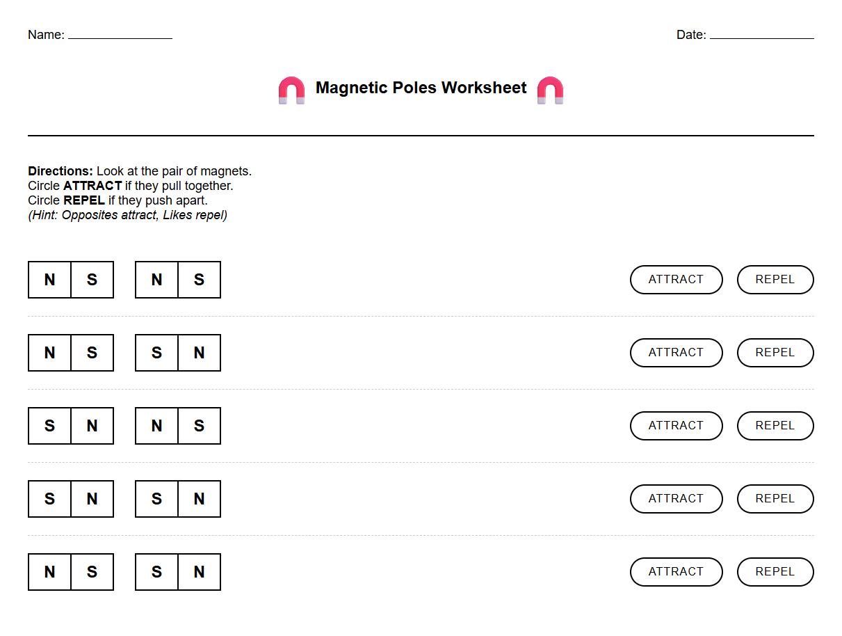 Visual Discrimination of Magnetic Poles Worksheet