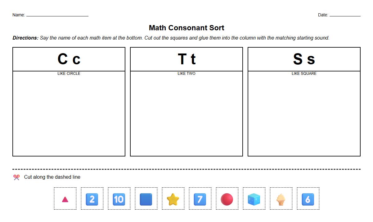 Consonant Sound Sorting Mat