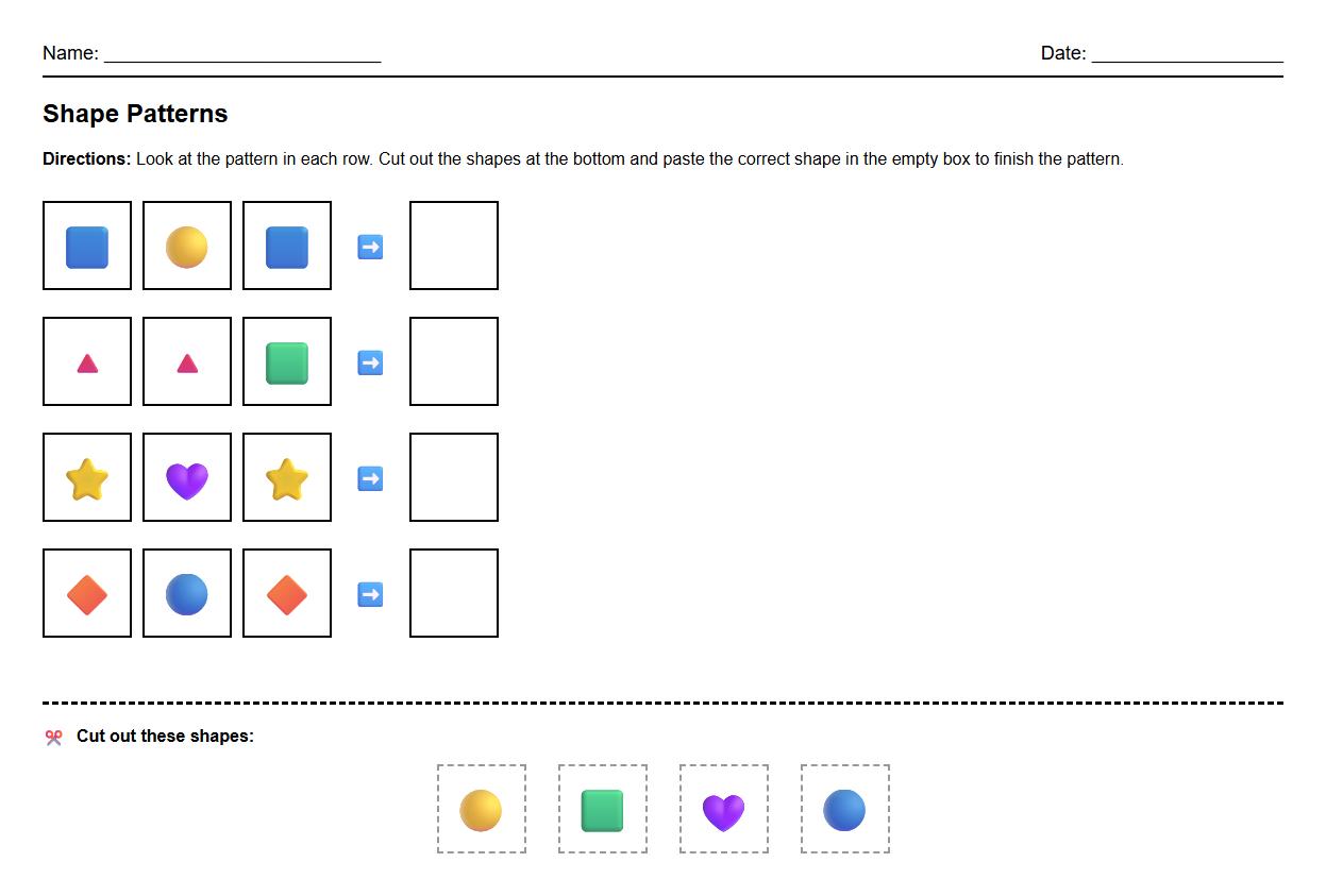 Geometric Shape Pattern Recognition Worksheet