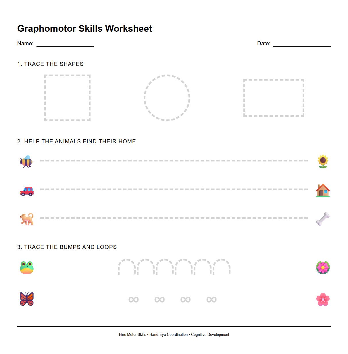 Graphomotor Development Worksheet using Shapes and Swirls