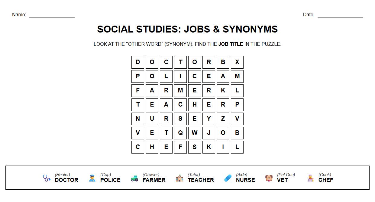 Job Title Word Search with Synonyms