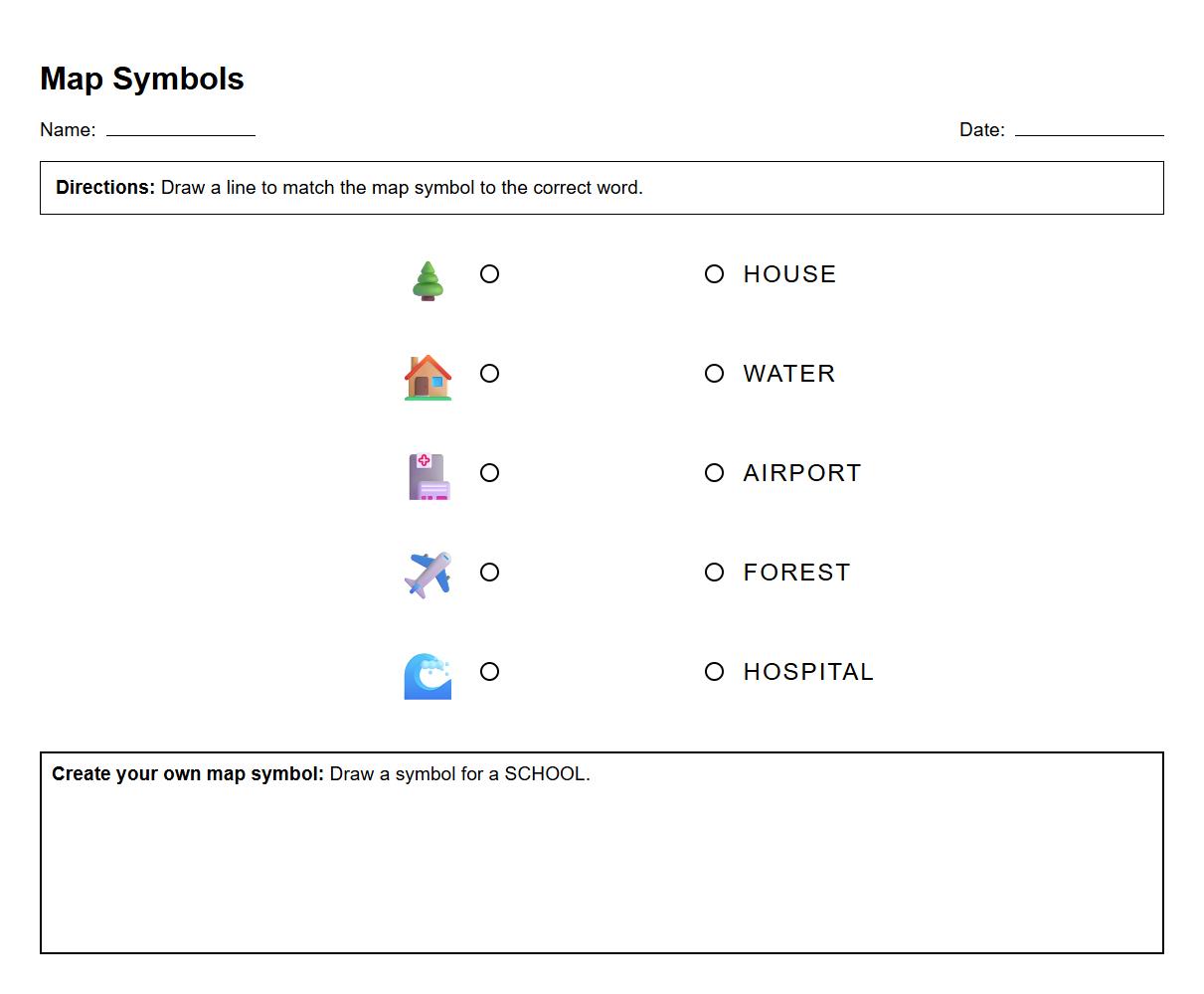Kindergarten Map Symbols Recognition Worksheet