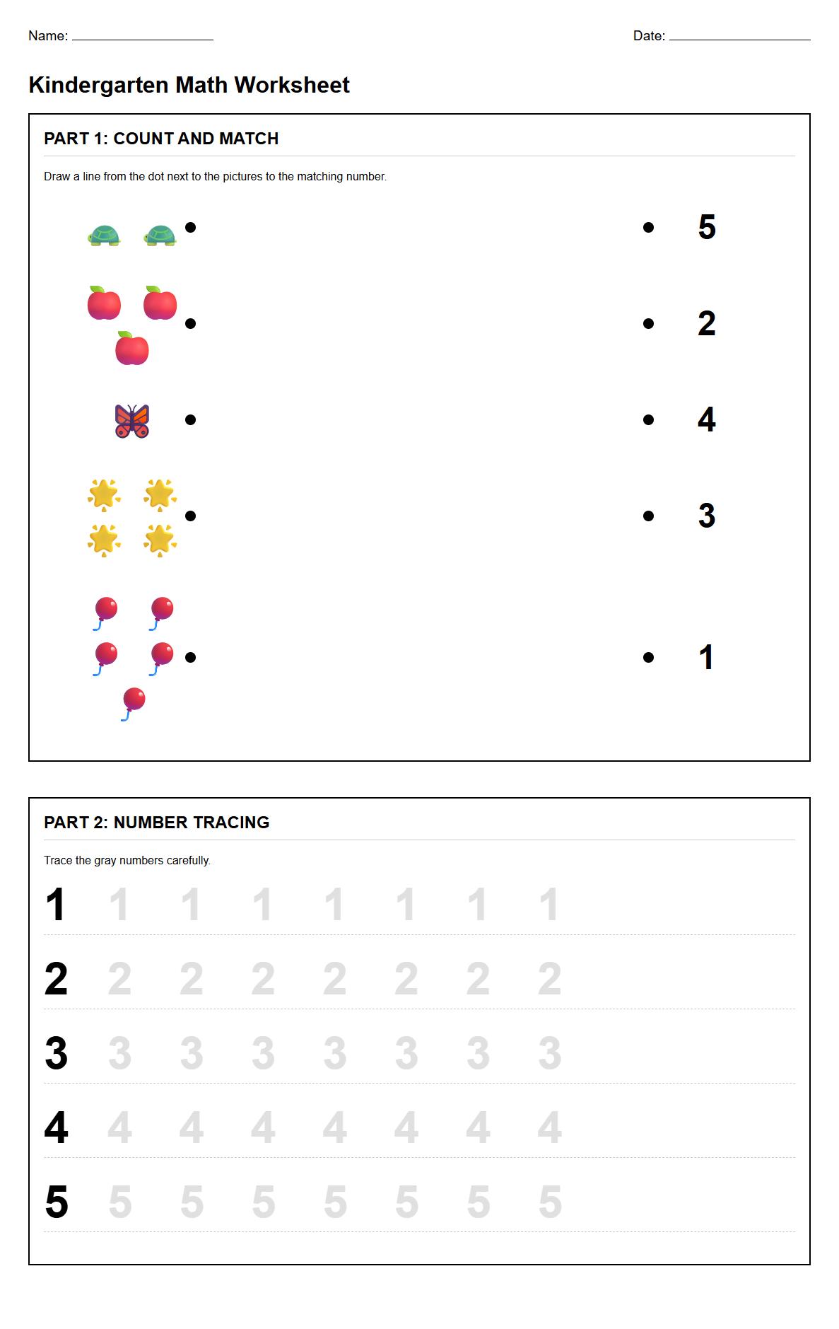 Mixed Number Matching and Tracing Pages