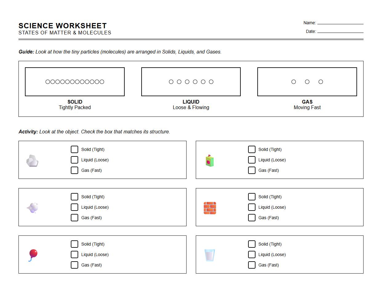 Object Classification by Molecular Structure Worksheet
