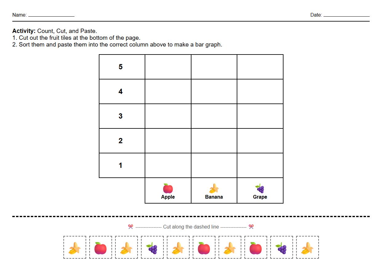 Picture Data Collection and Bar Graphing with Cut and Paste Activities