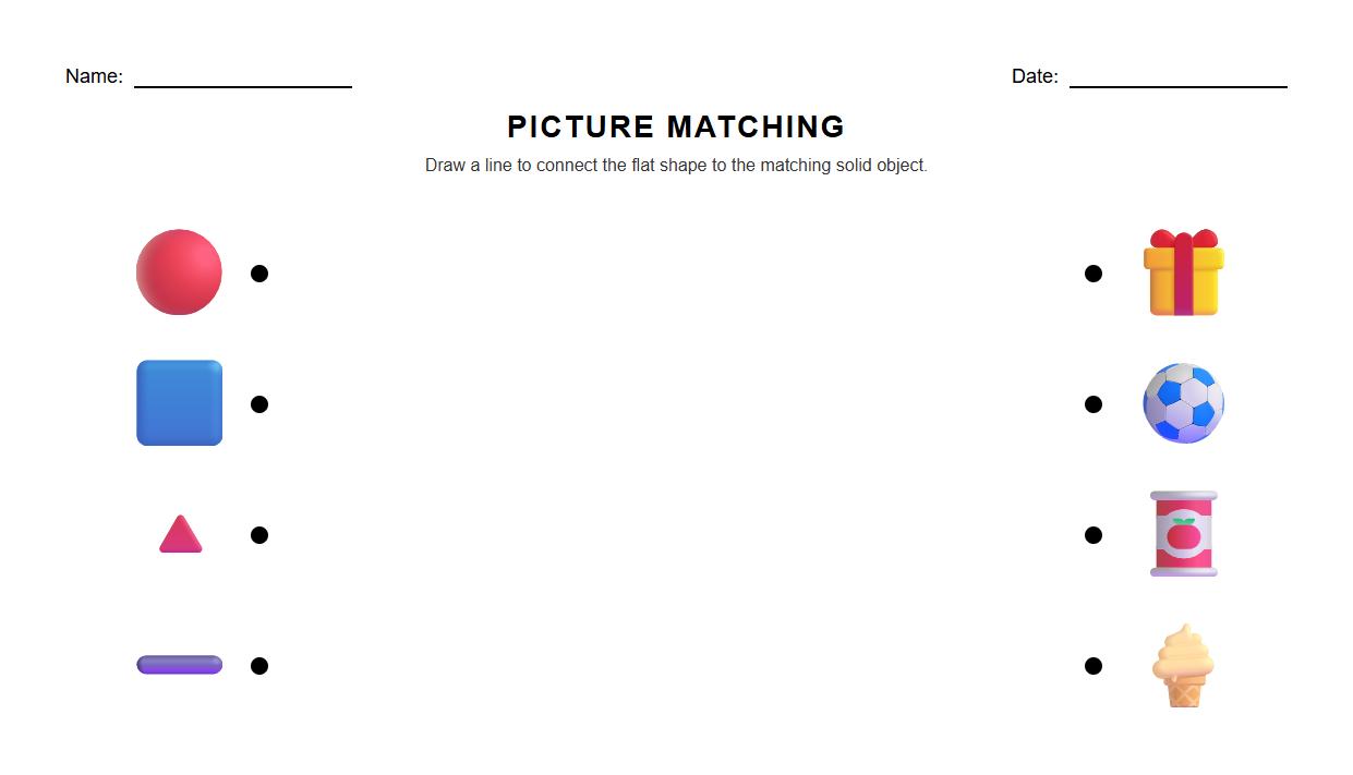 Picture Matching: Flat Shapes to Corresponding Solid Forms