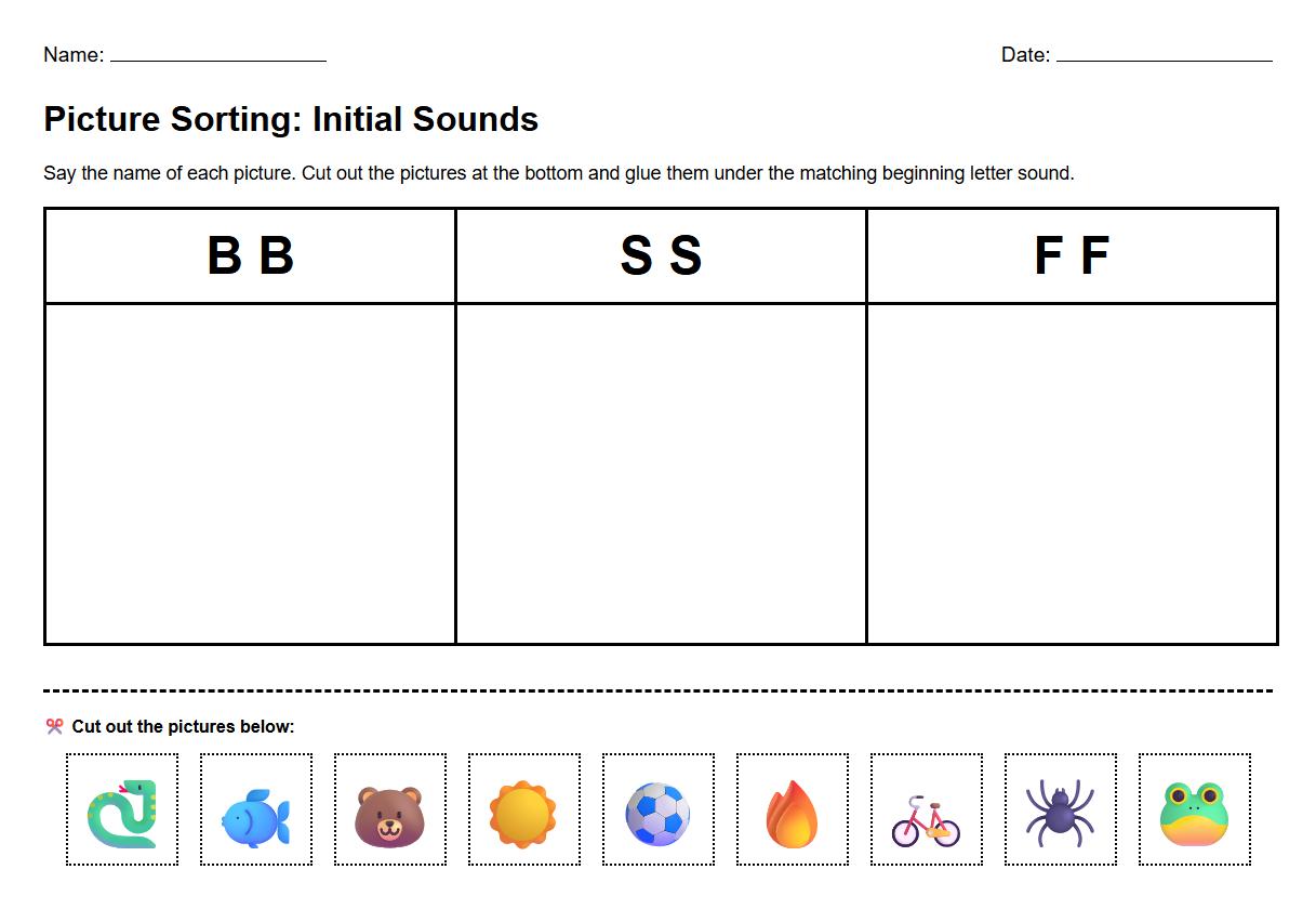 Picture Sorting by Initial Phoneme