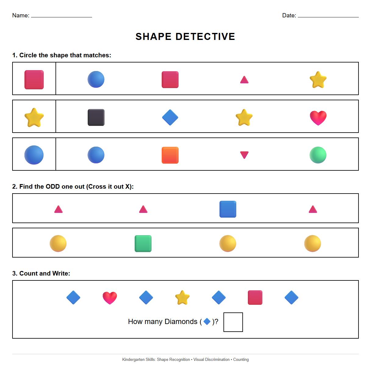 Shape Recognition Visual Discrimination Worksheet