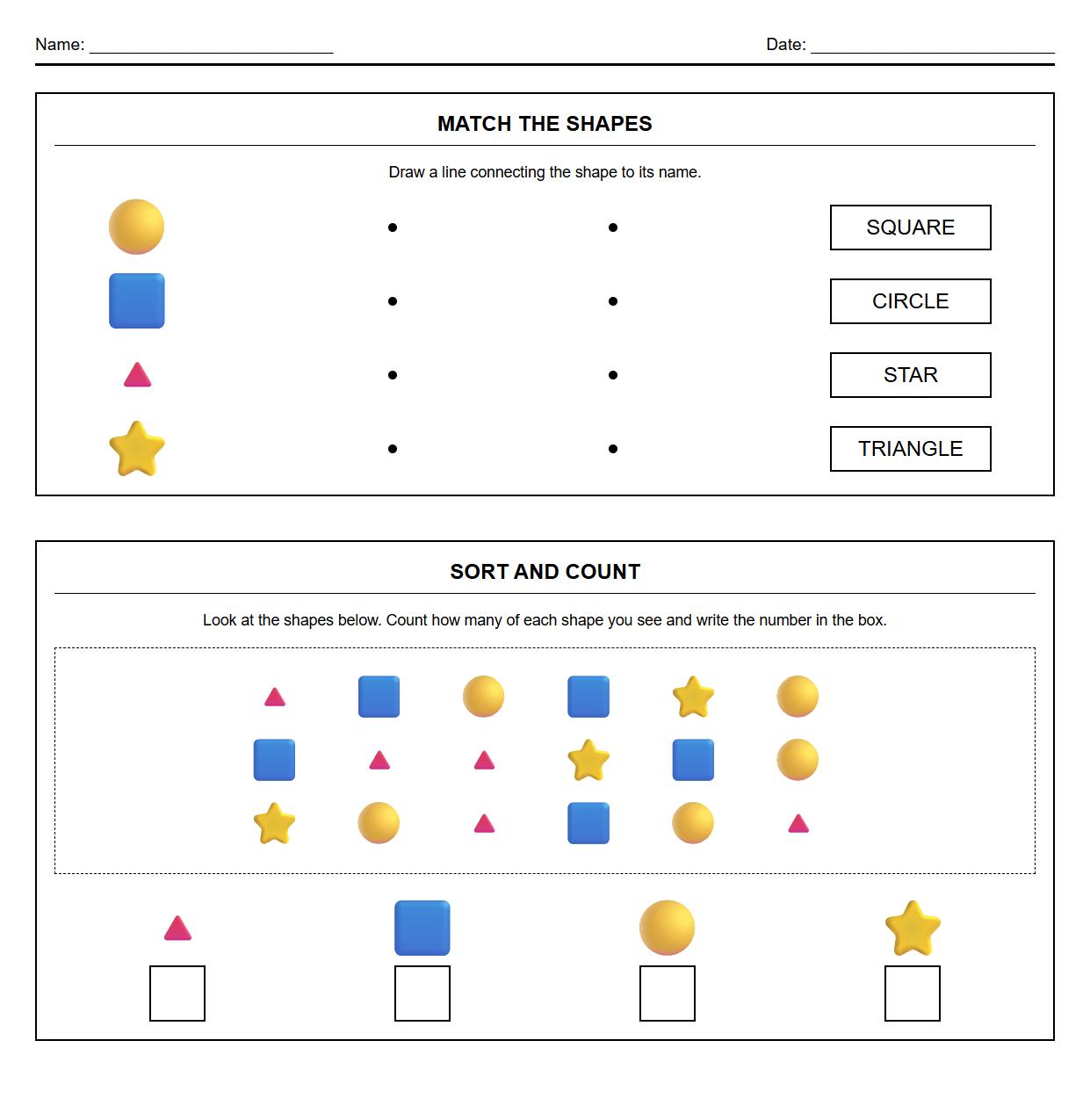 Shape sorting activity with geometric figures
