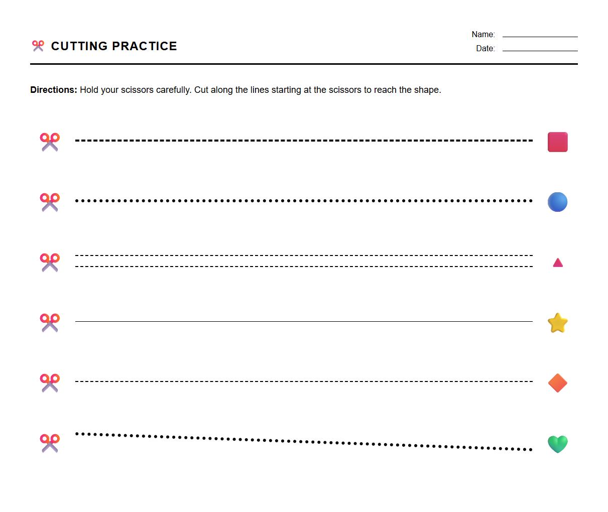 Simple Shape Cutting Visual Perception Worksheet
