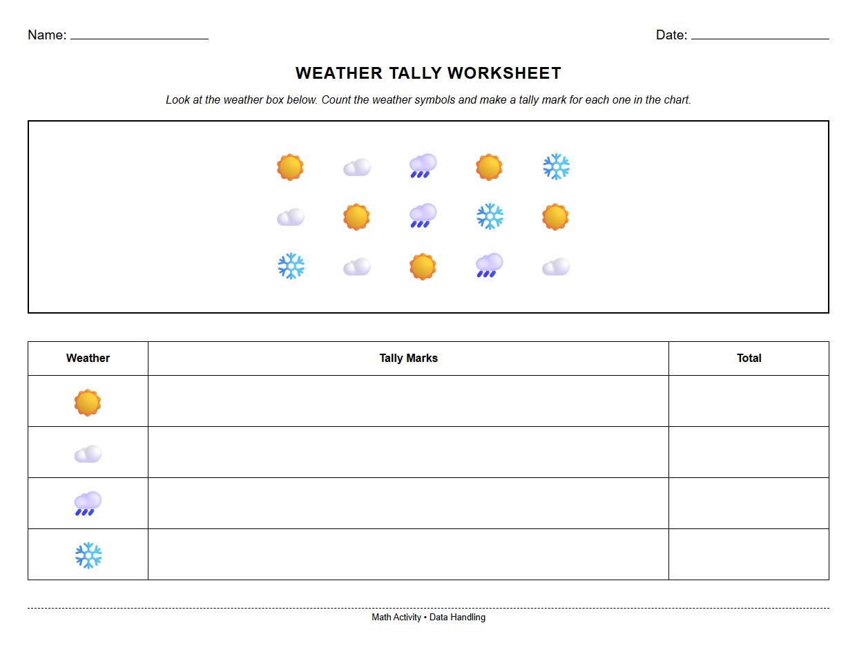 Weather Data Collection and Tally Chart Worksheet