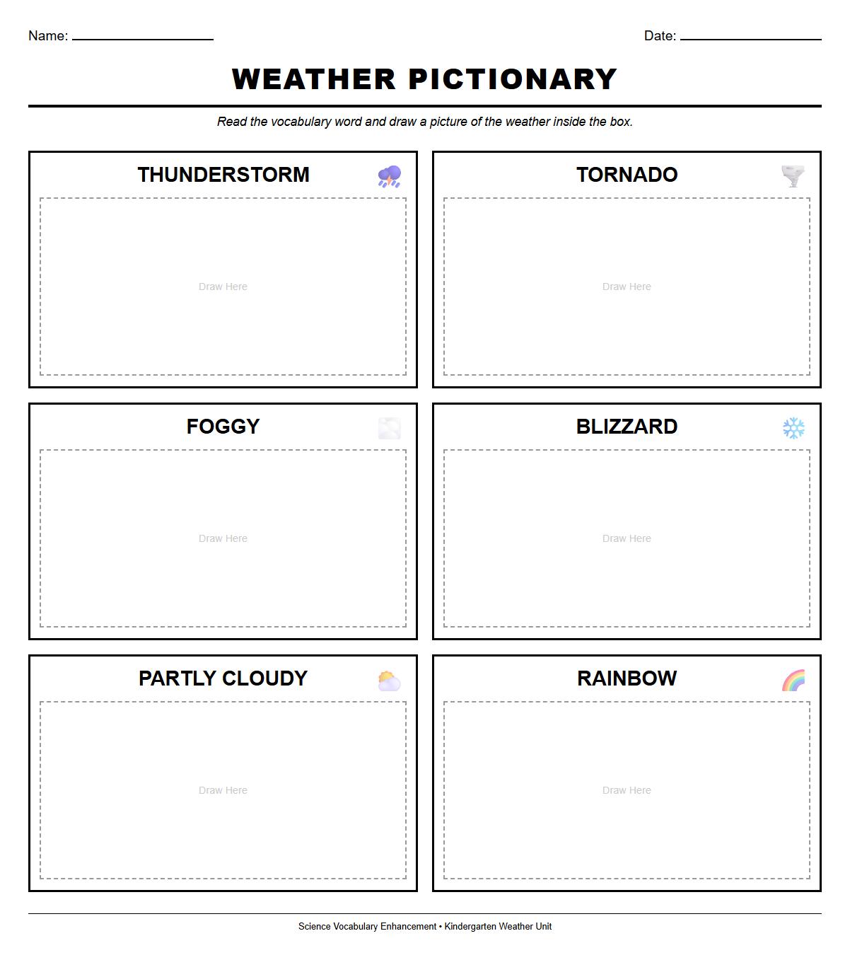 Weather Pictionary for Advanced Vocabulary Enhancement