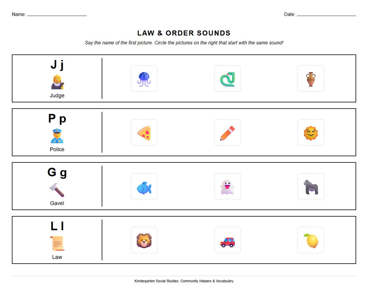 Alliteration Activity Using Law and Order Vocabulary