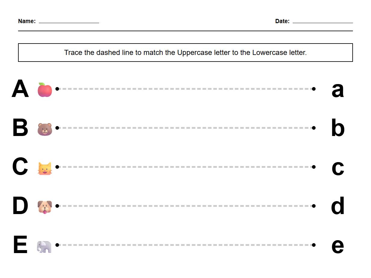 Alphabet Letter Matching with Tracing Lines