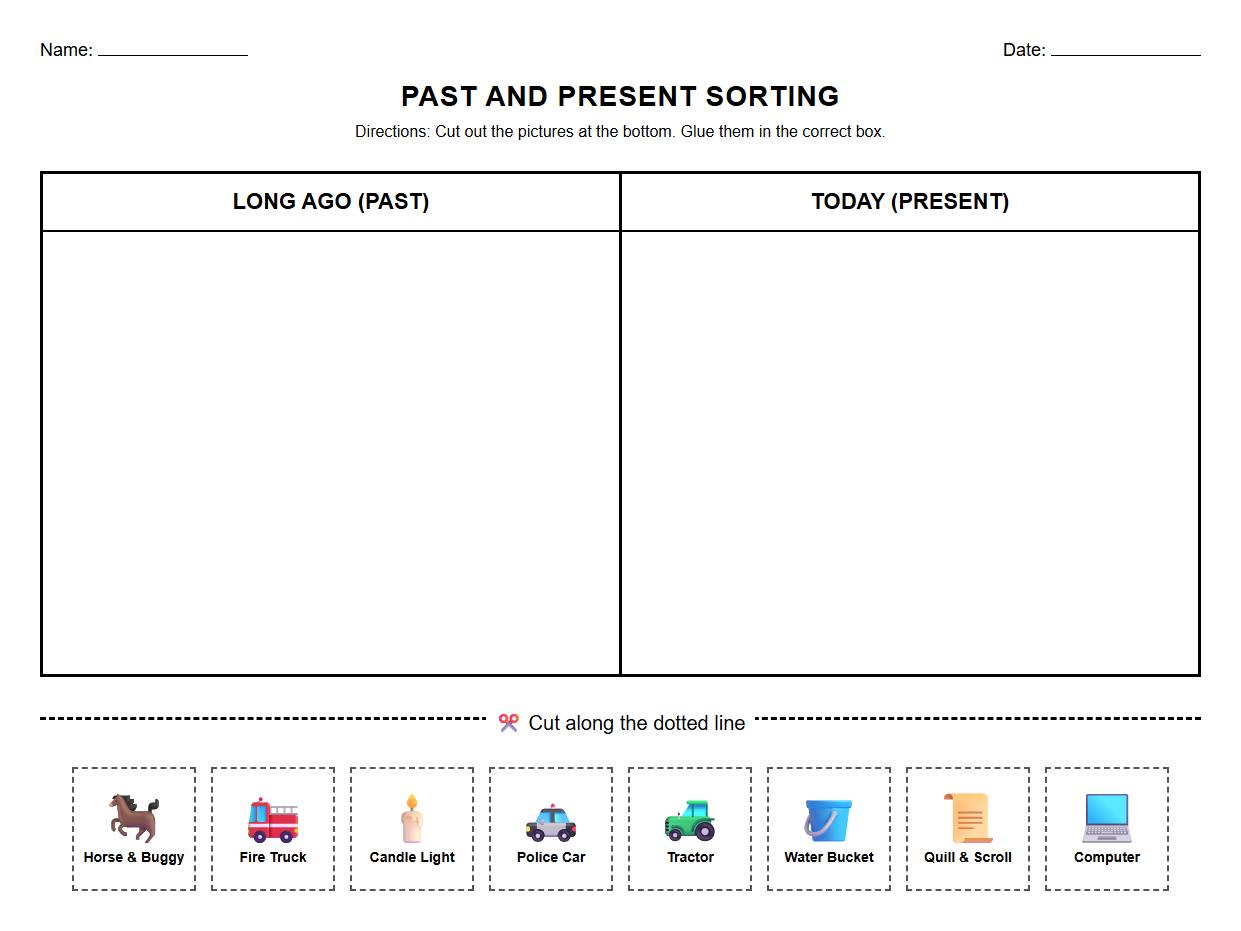 Community Helpers Past and Present Sorting