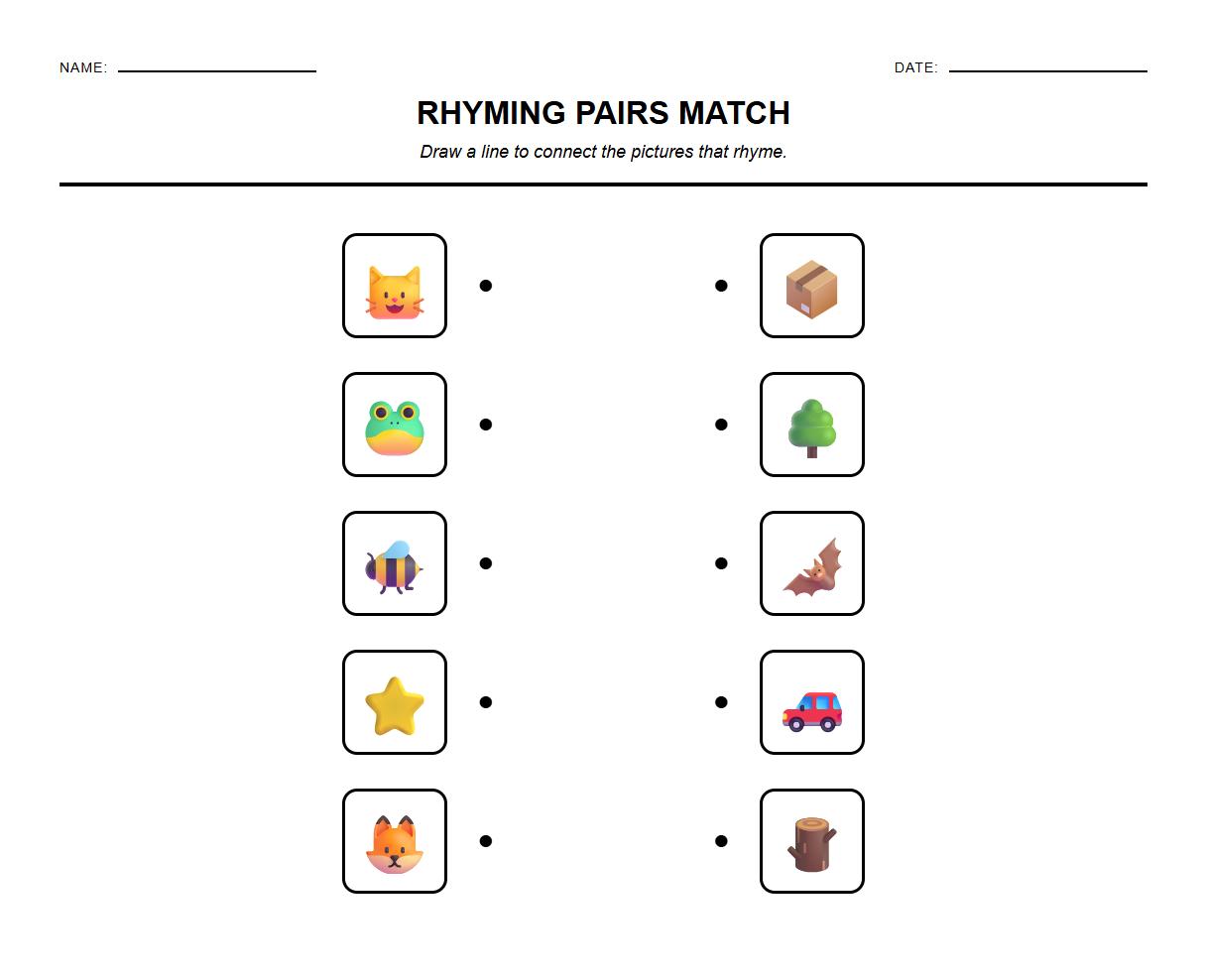 Connect the Pictures of Rhyming Pairs
