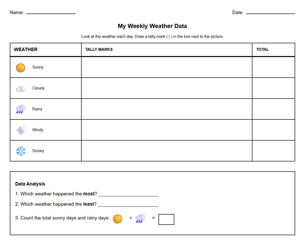 Daily Weather Data Collection Using Tally Marks