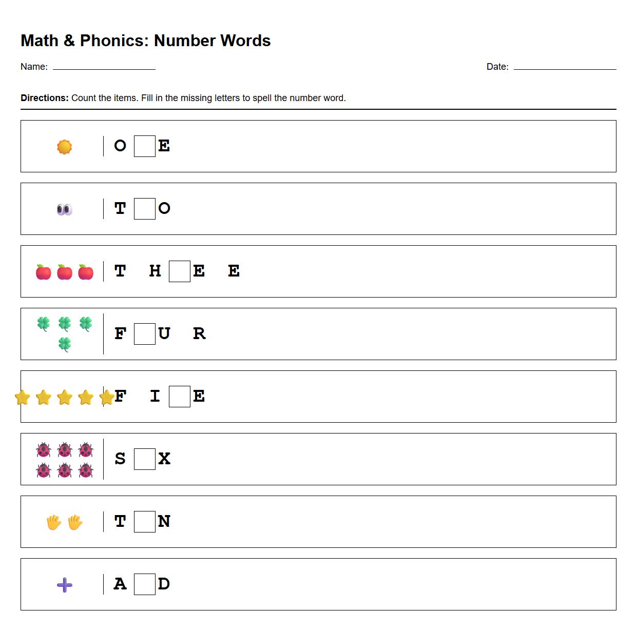 Fill in the Blanks Time with Phonics Words
