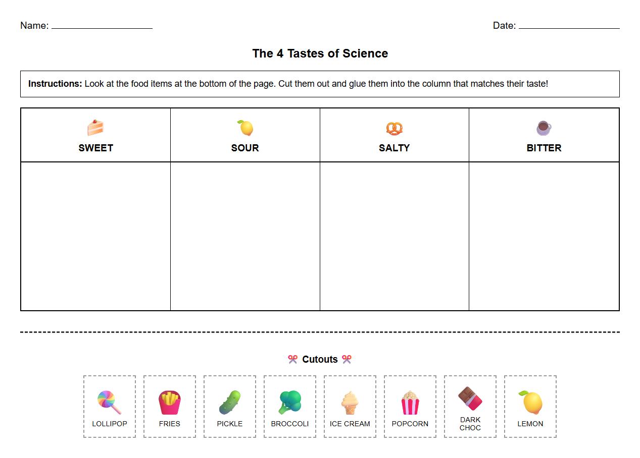 Flavor Classification using Taste Sense Worksheet