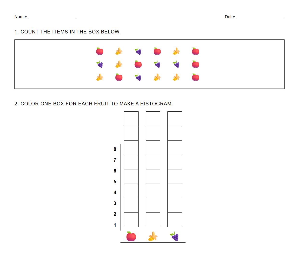 Histogram Worksheets for Quantitative Data Distribution