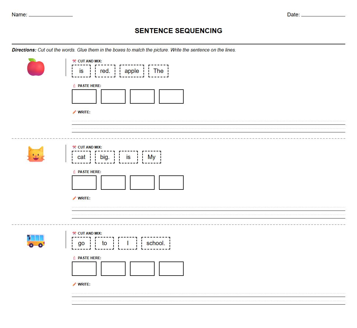 Interactive Vocabulary Building Sentence Sequencing