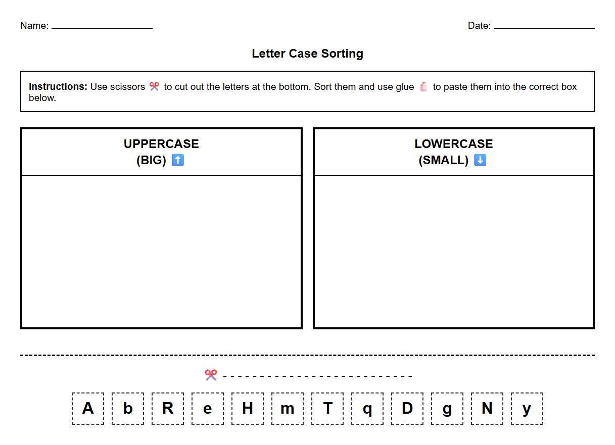 Letter Case Sorting and Visual Categorization Activity