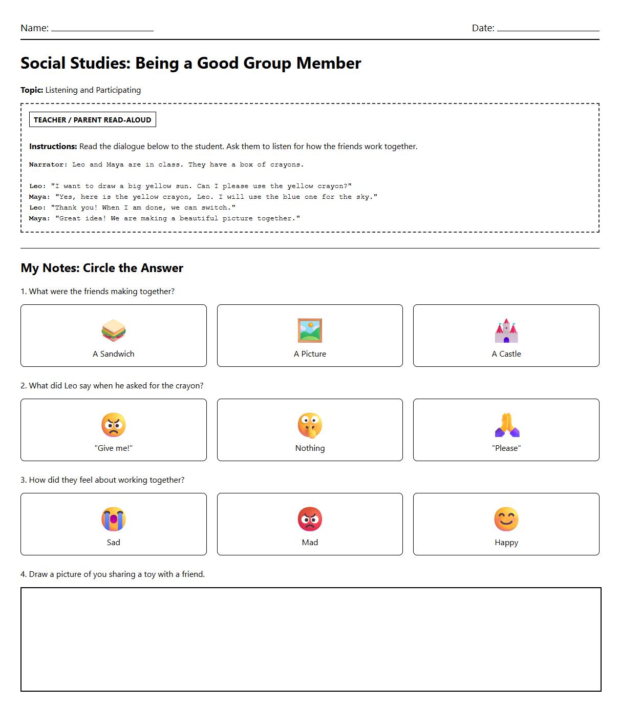 Note Taking Exercise from Dialogue on Group Participation