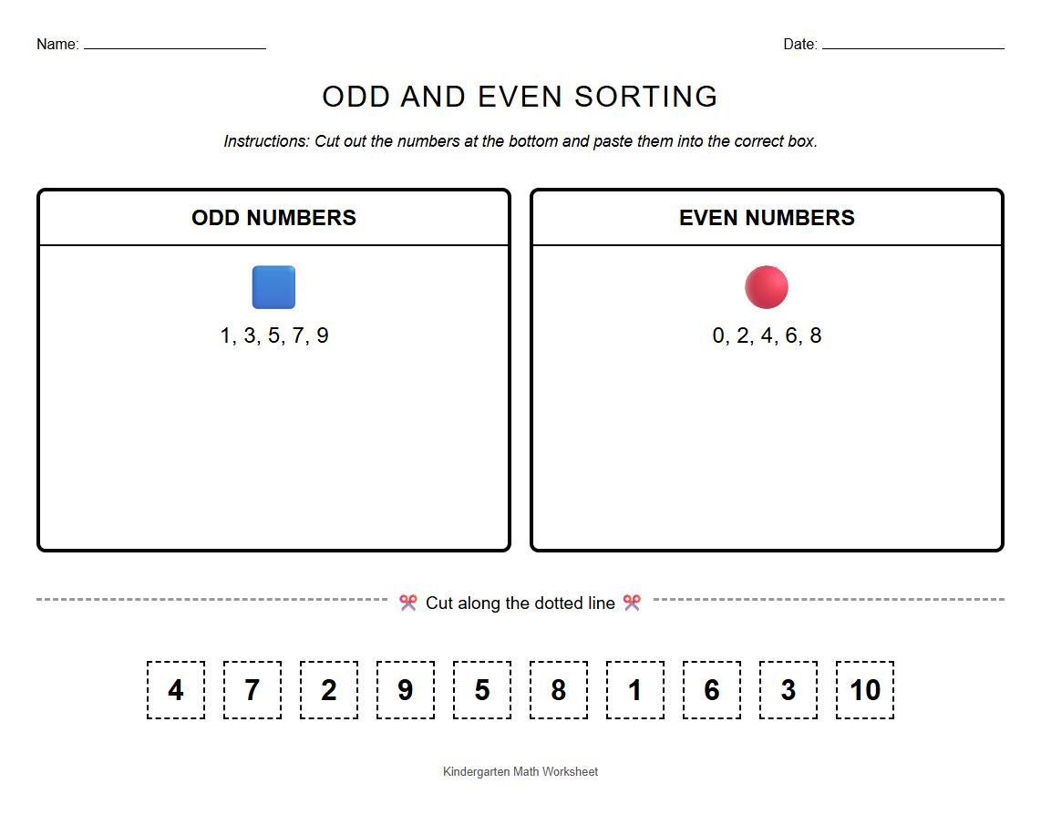 Odd and Even Number Sorting Worksheet