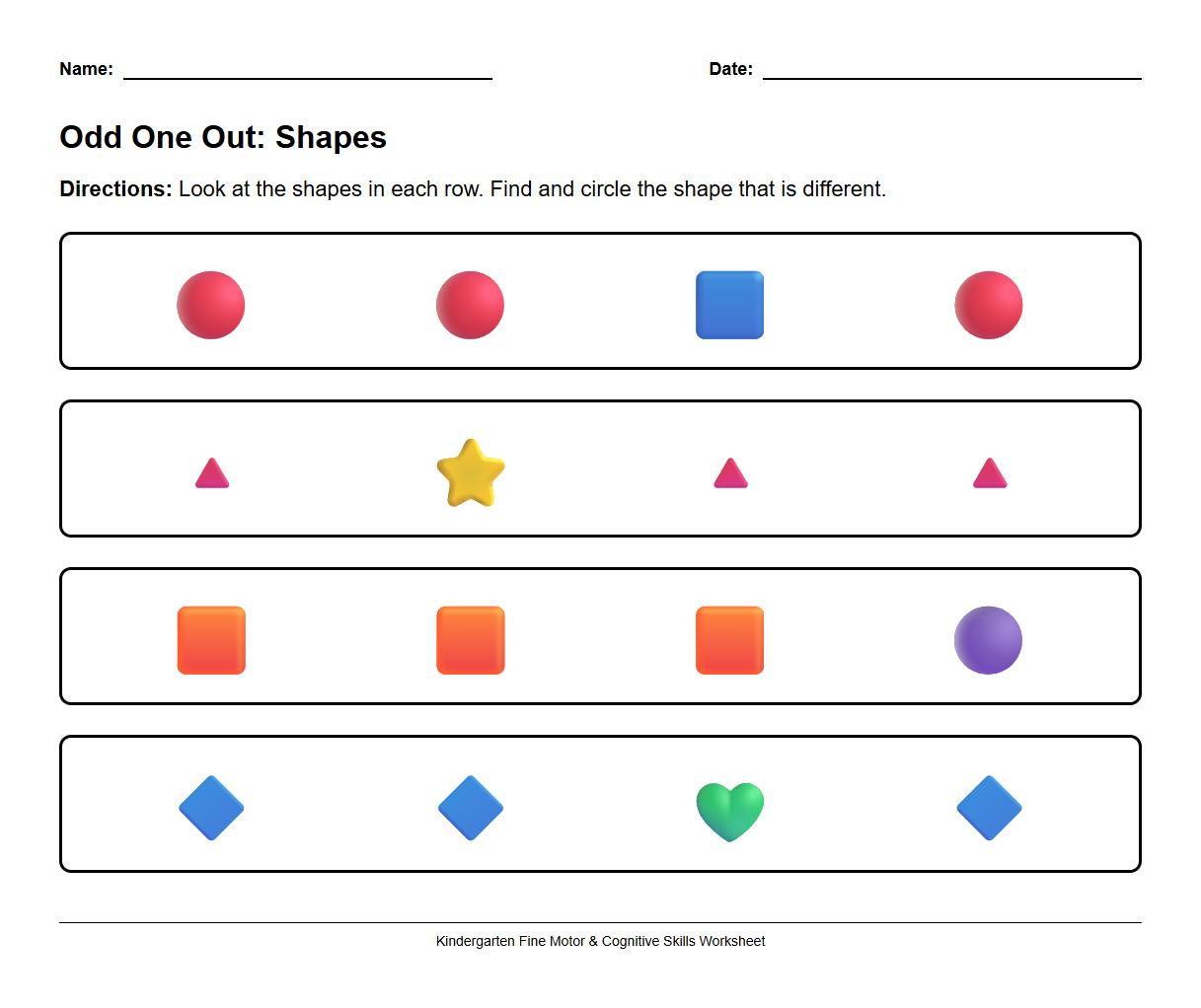 Odd One Out Shape Identification Worksheet