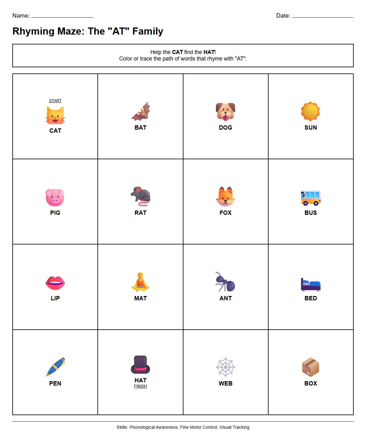 Rhyming Sound Phonics Maze