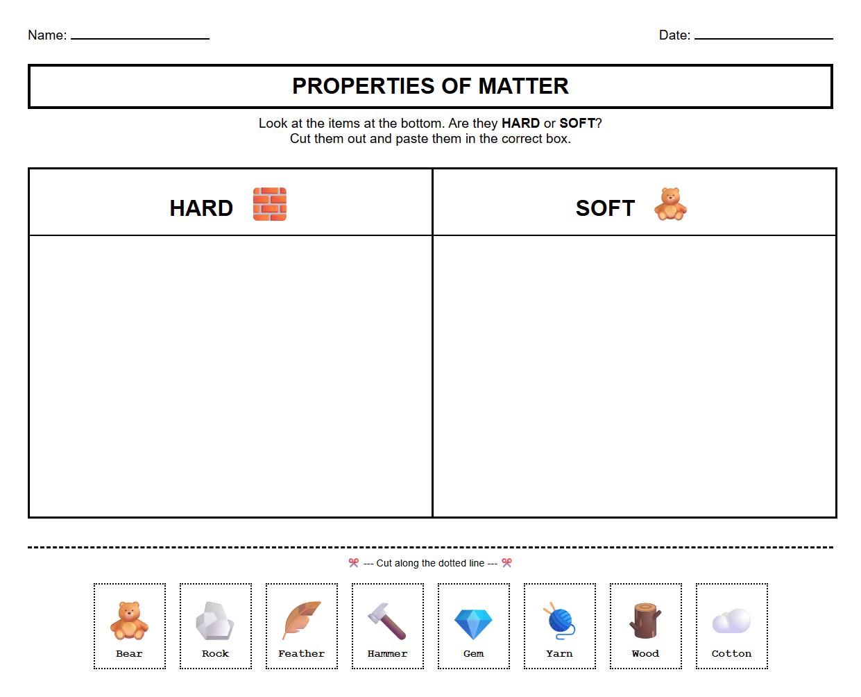 Scientific Sorting Using Properties of Matter Worksheet