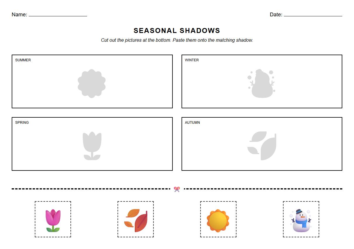 Seasonal Object Silhouette Cut and Paste Craft for Bilateral Coordination