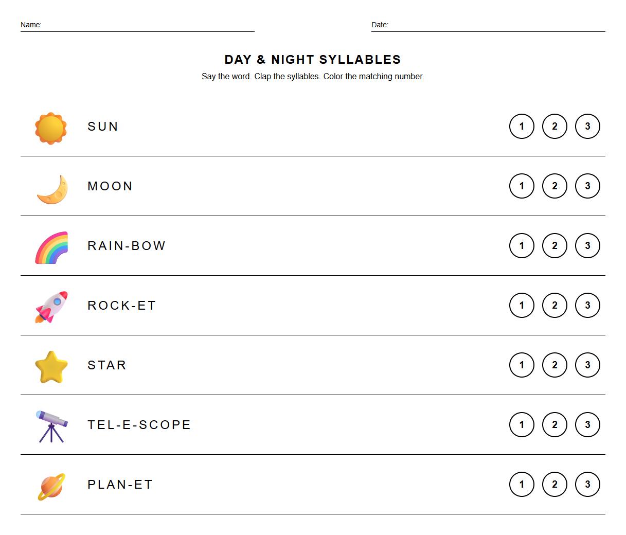 Segmenting syllables in words representing objects from day and night