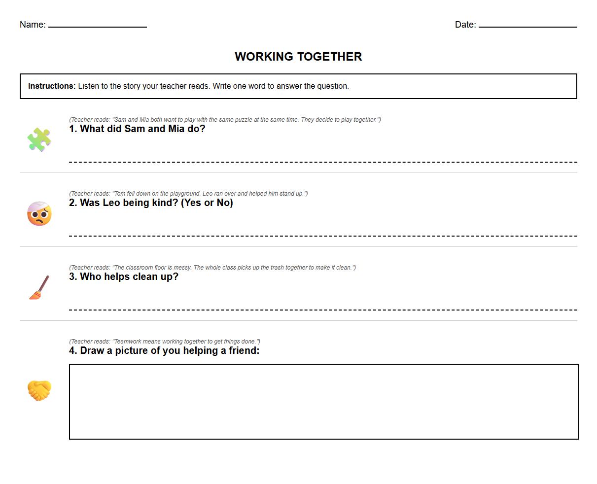 Short Answer Listening Task on Teamwork and Social Responsibility