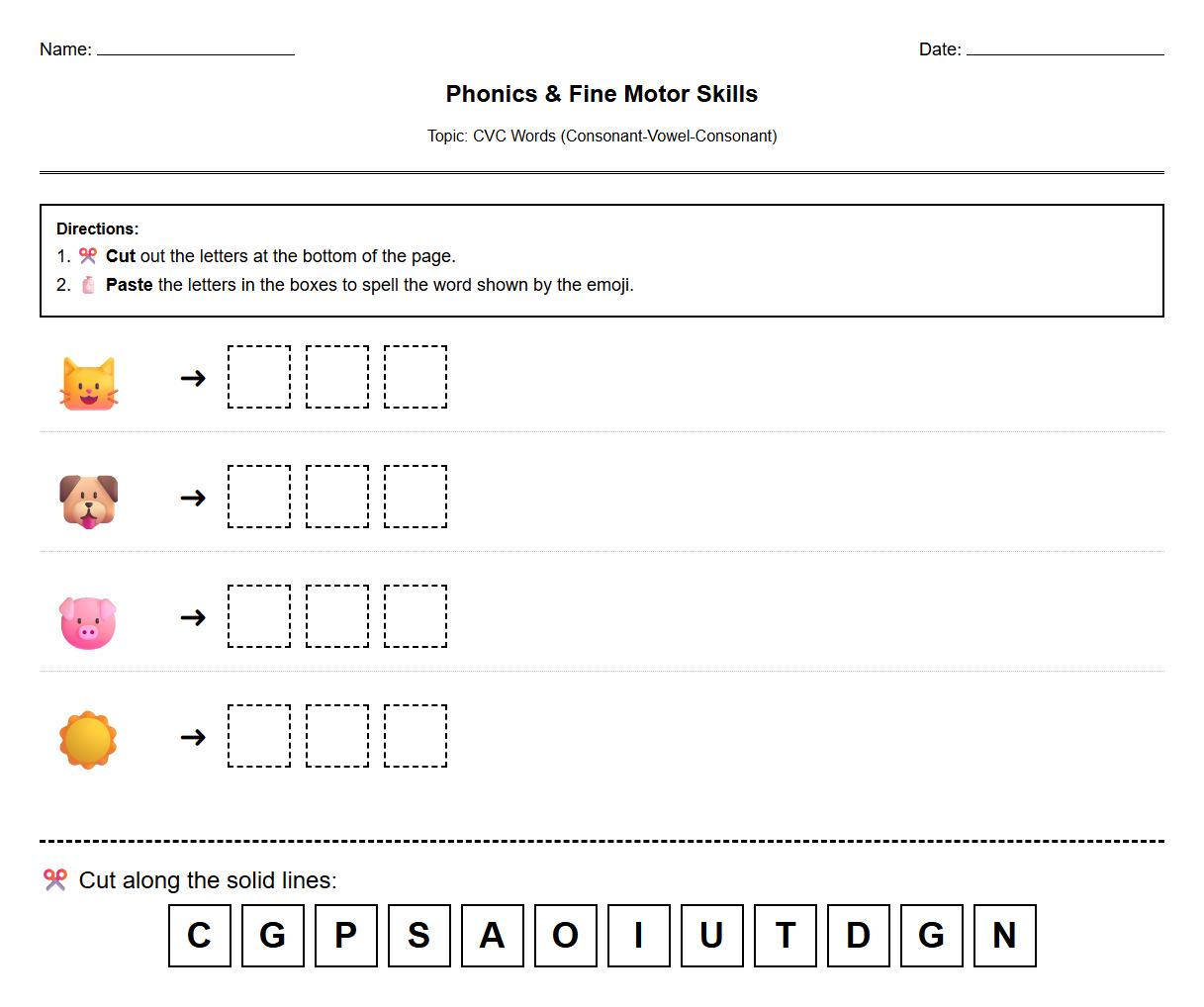 Spell the Word Following Two-Step Phonics Directions