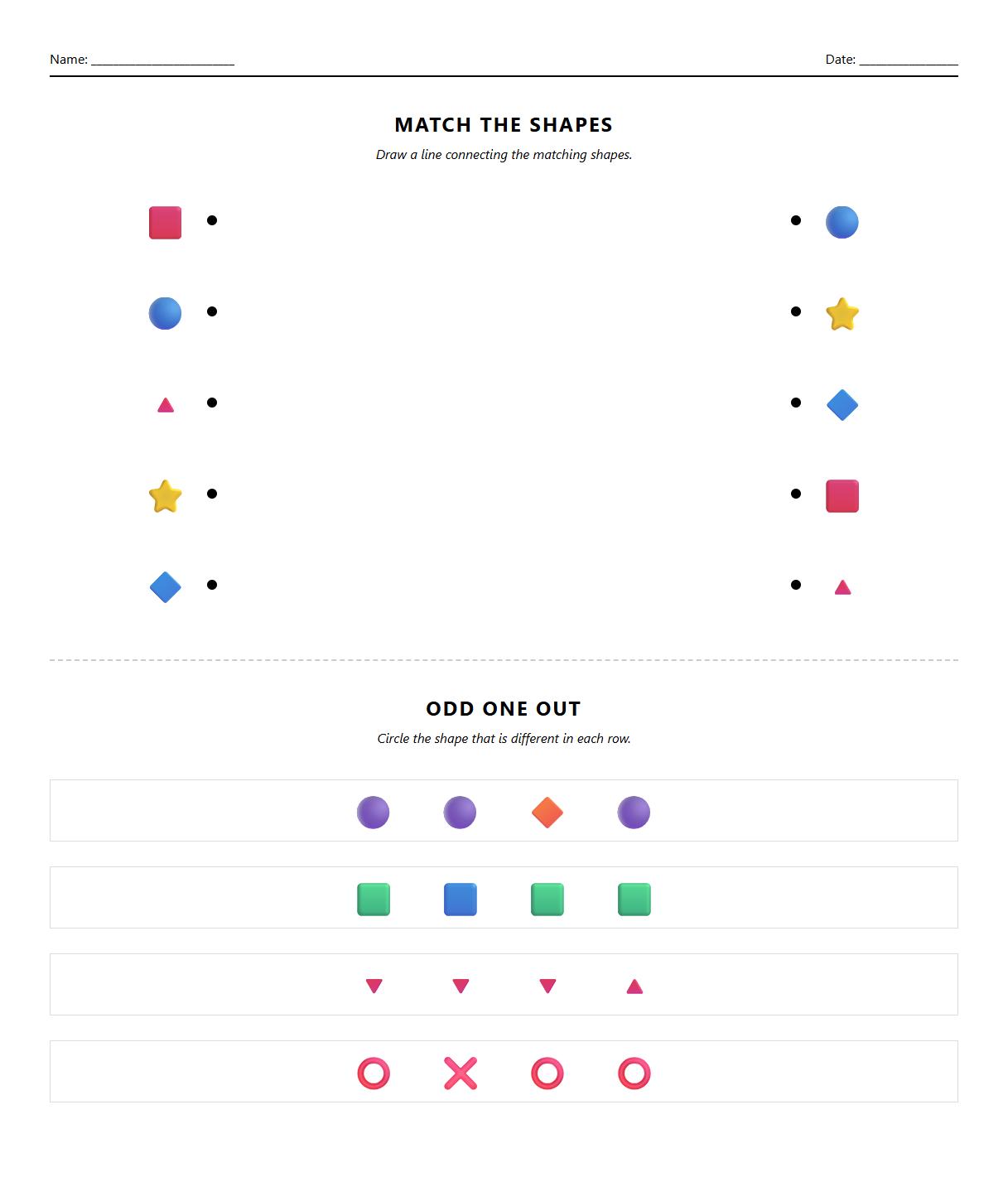 Visual Discrimination worksheet featuring geometric shapes