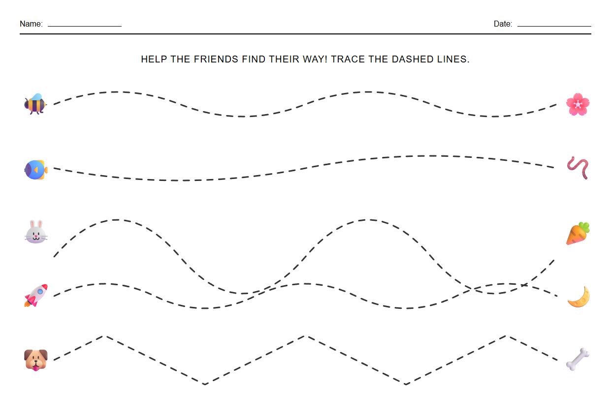 Wavy Line Tracing Worksheet for Visual Perceptual Skills
