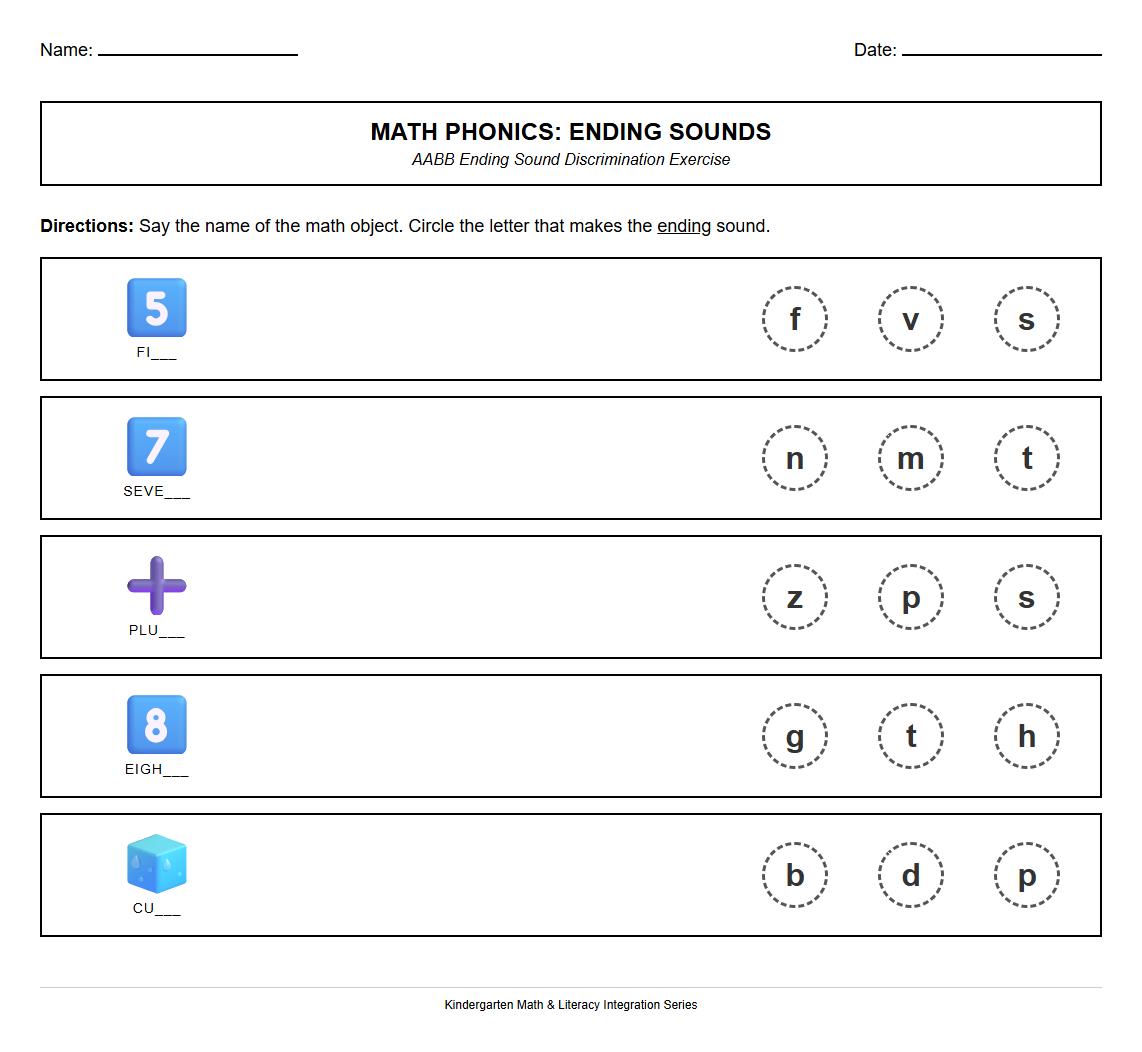 AABB Ending Sound Phonics Discrimination Exercise