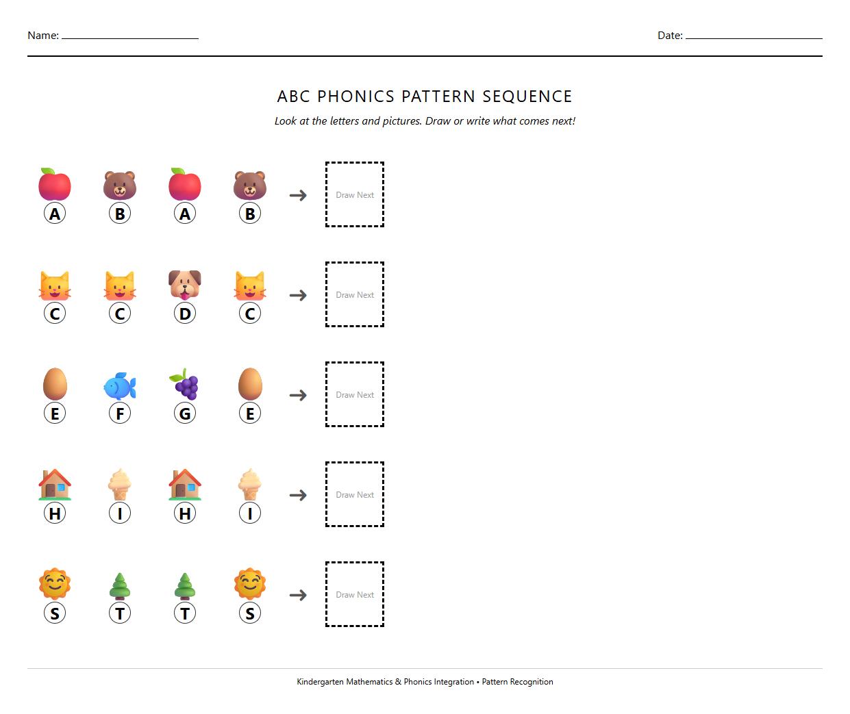 ABC Letter Pattern Sequence Phonics Task