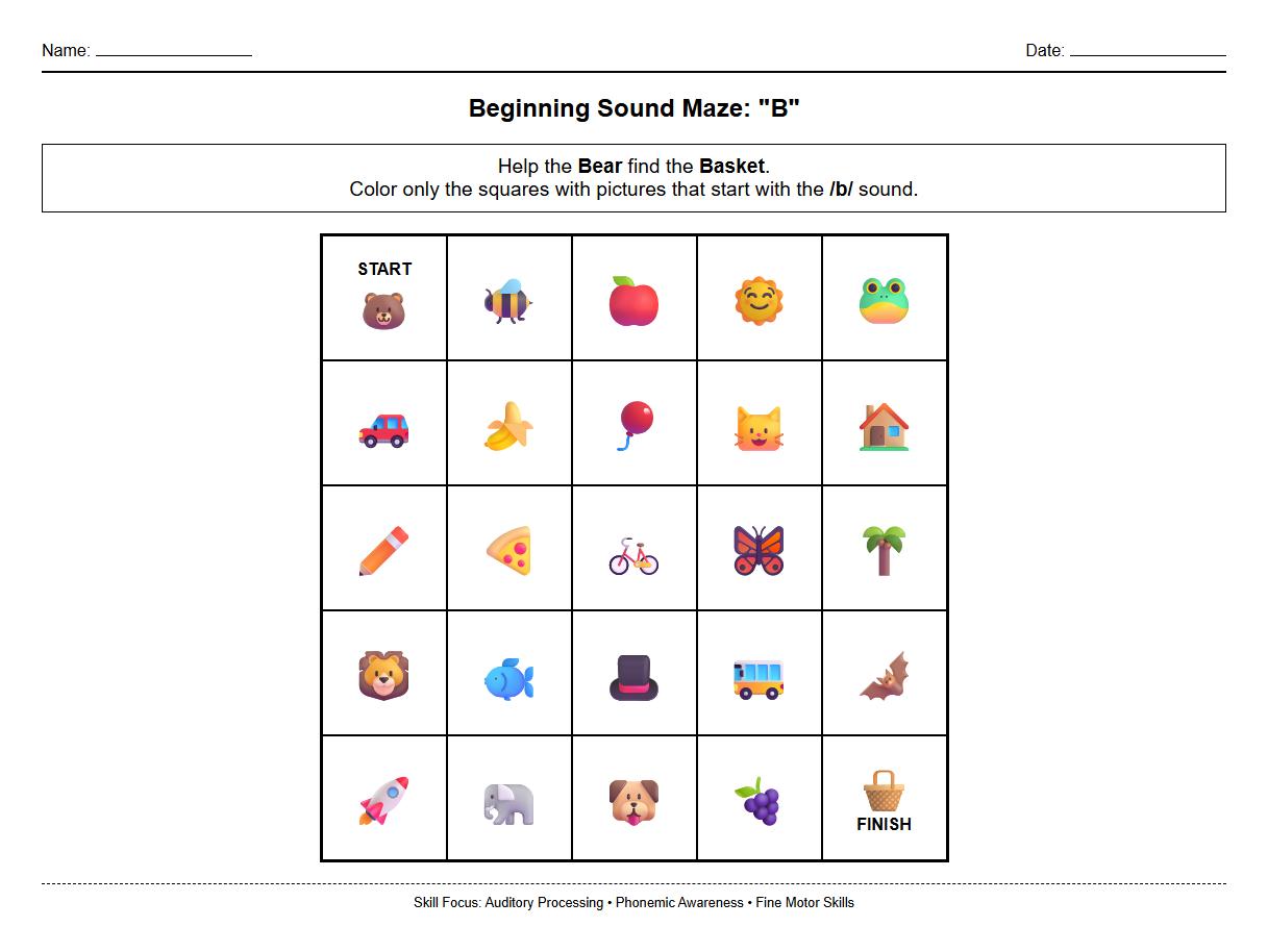 Beginning Sound Maze to Strengthen Auditory Processing