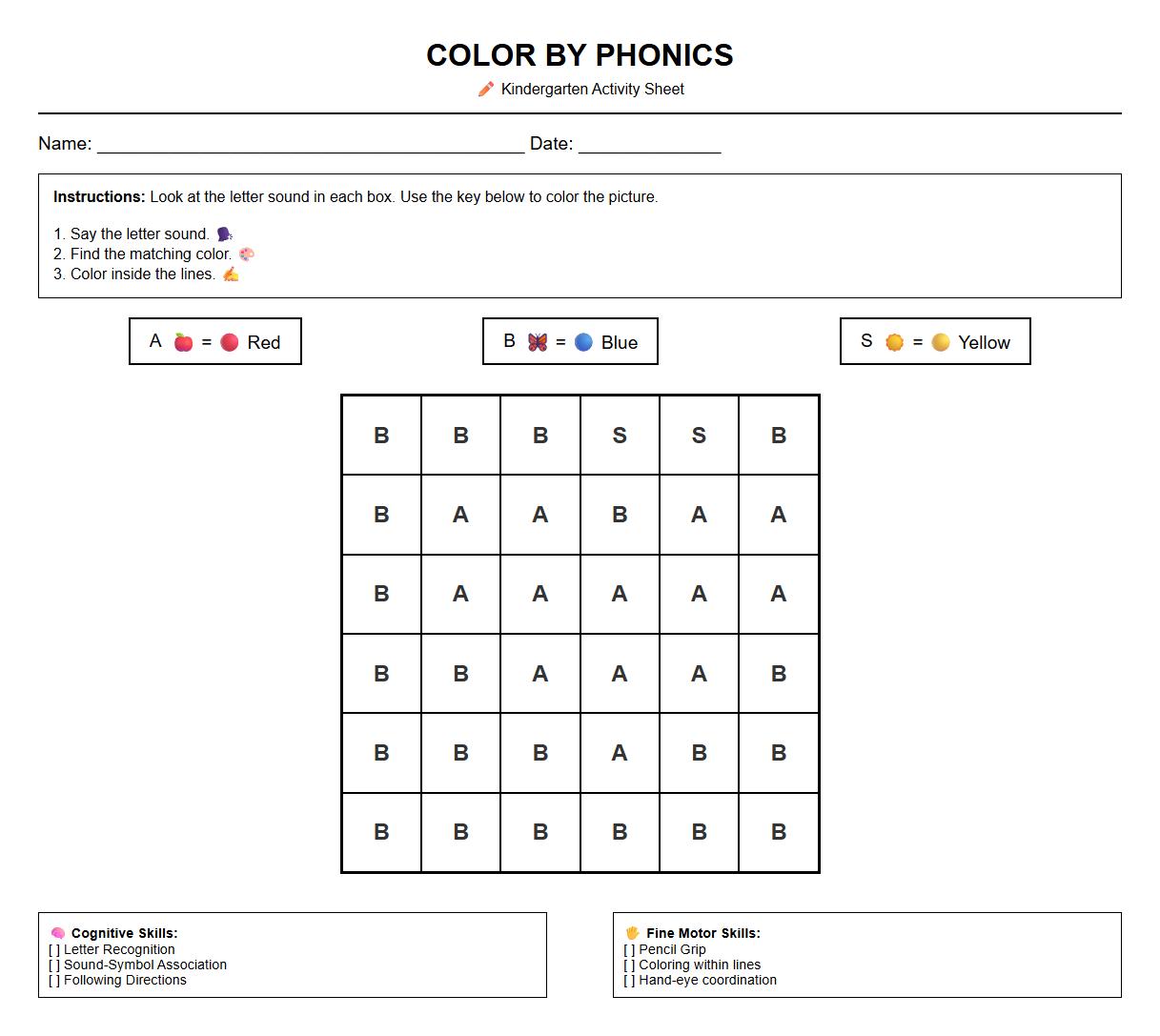 Color by Phonics Instruction Sheet