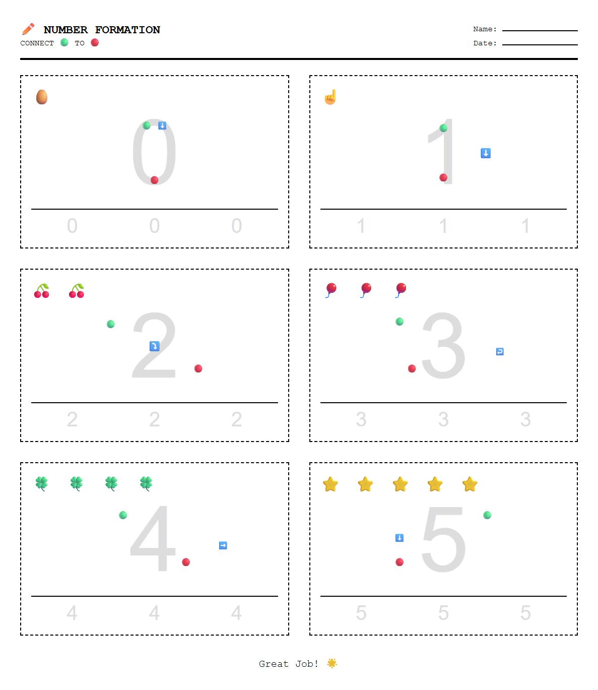 Dot to Dot Number Formation Activities