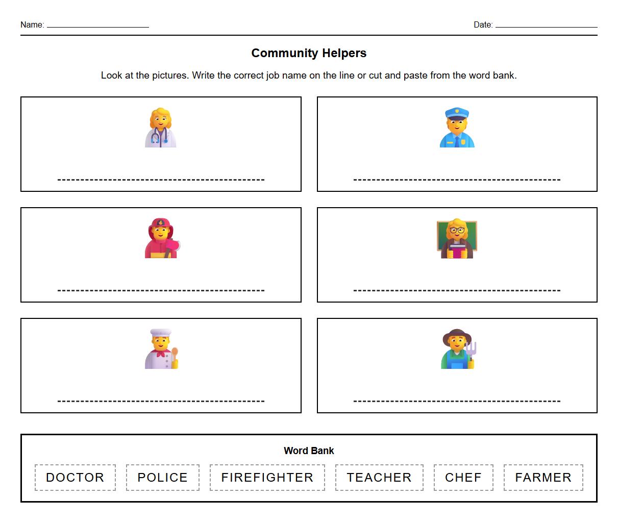 Early Literacy Career Labeling Sheet