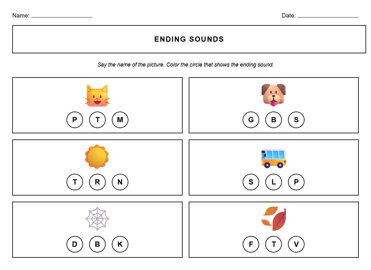 Ending Sound Detection via Color Fill Activities