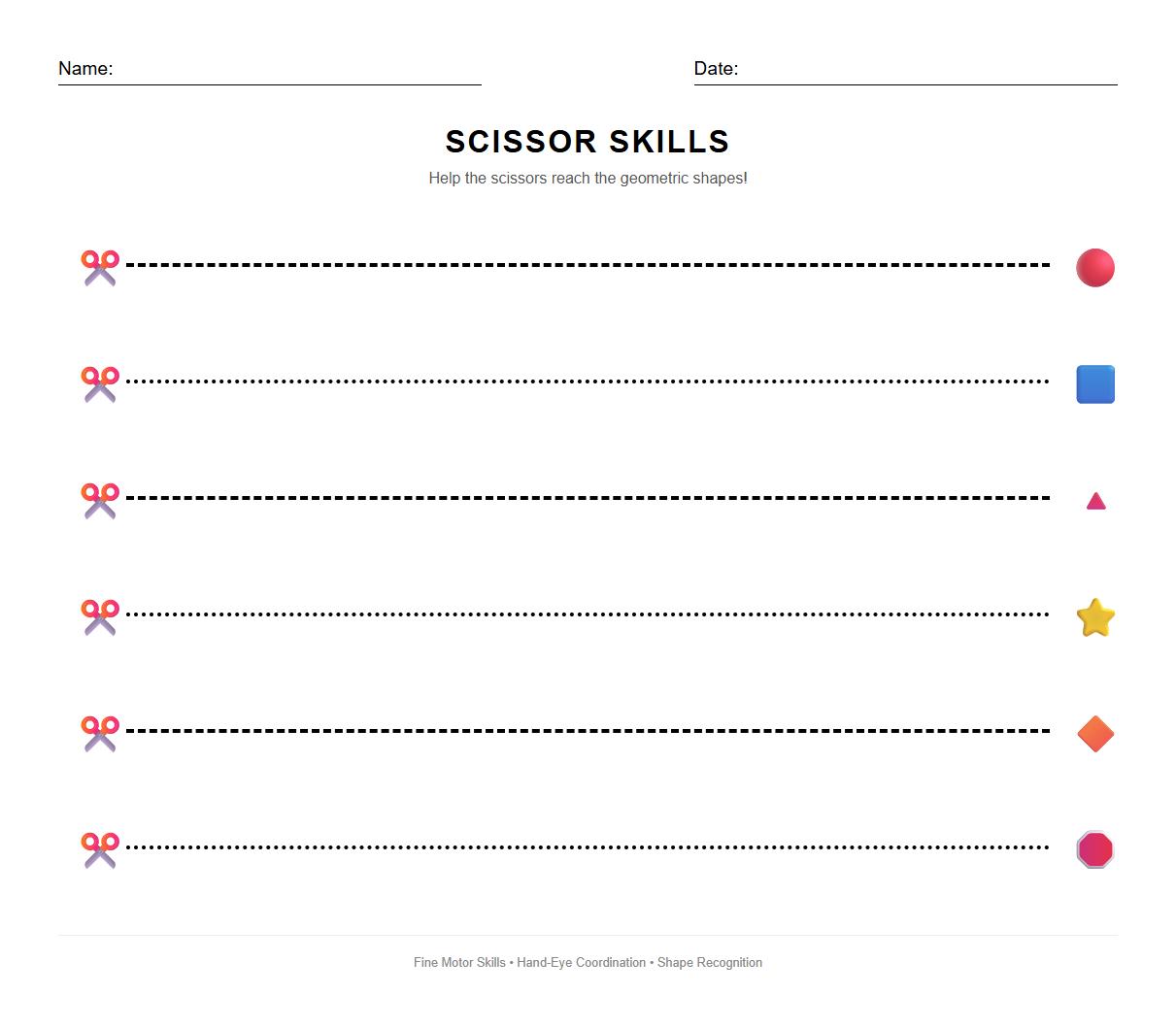 Geometric Shape Scissor Cutting Exercises