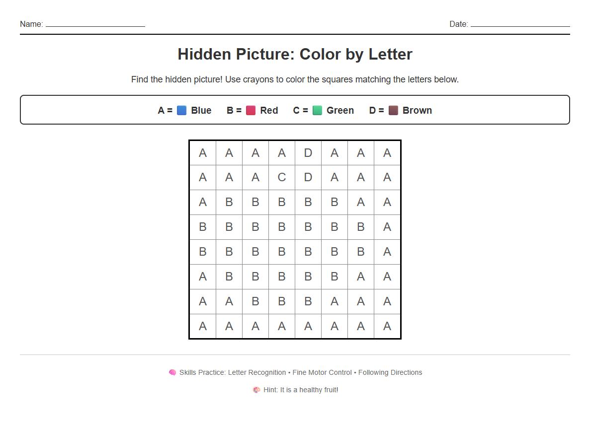 Hidden Picture Color by Number Alphabet Practice