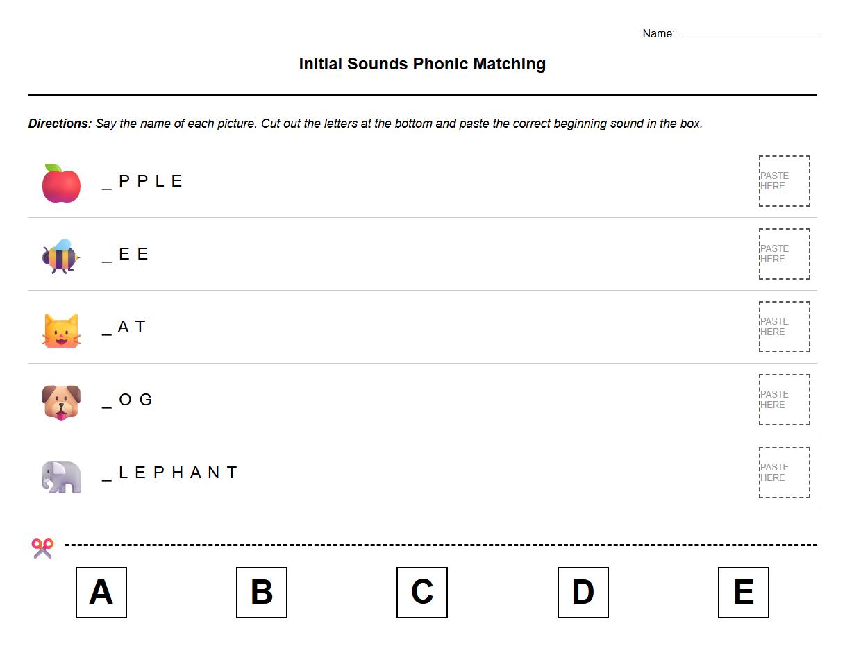 Initial Sounds Phonic Matching with Alphabet Cards