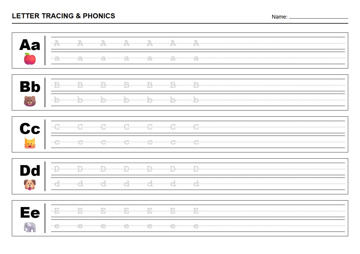 Letter Formation Tracing with Beginning Sound Phonics