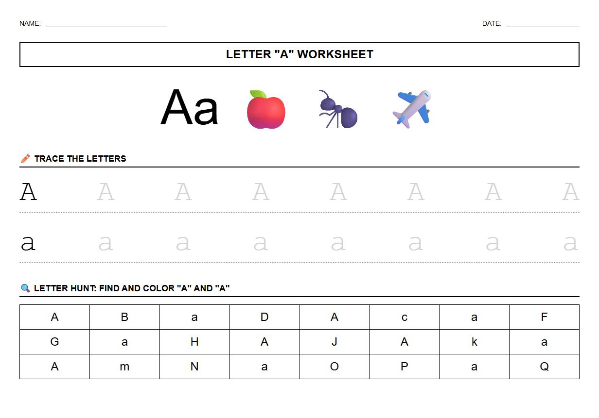 Letter Hunt Coloring and Alphabet Tracing Sheet